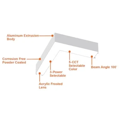 12x12" L-Shape Downlight, 3000 Lumen Max, Wattage and CCT Selectable, 120-277V - Image 2