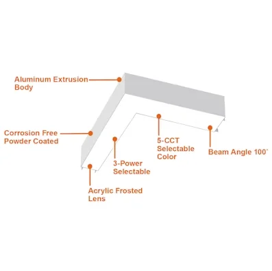 24x24" L-Shape Downlight, 6000 Lumen Max, Wattage and CCT Selectable, 120-277V - Image 2
