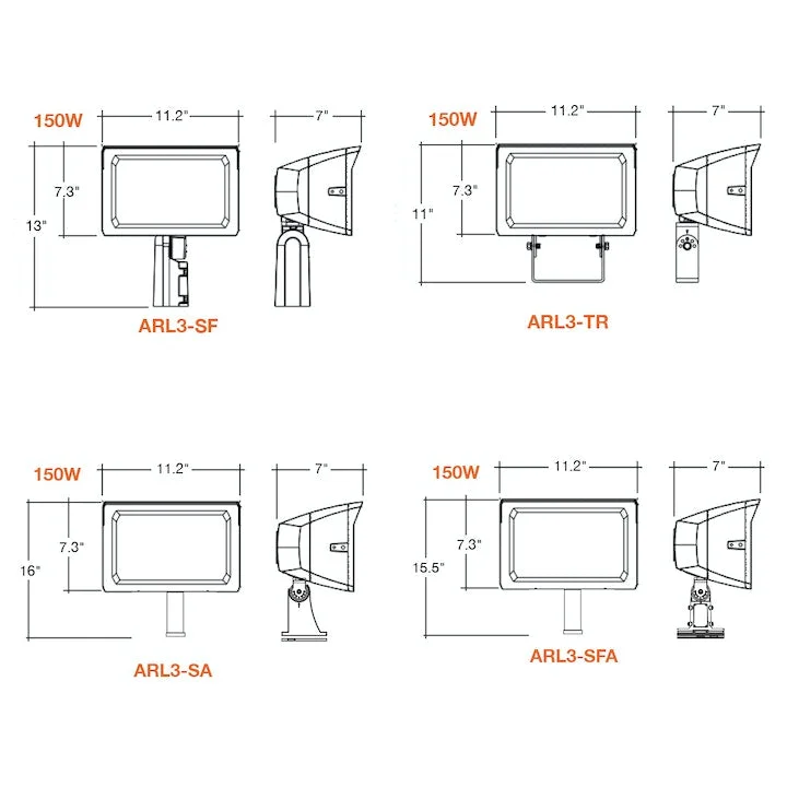 LED Flood Light, 22,500 Lumen Max, CCT and Wattage Selectable, Integrated Photocell, 277-480V - Image 3