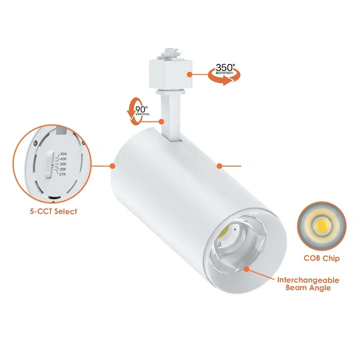 Track Heads: ACRY-Line, 30W, 3000 Lumens, CCT Selectable, 120V, Black or White Finish - Image 2