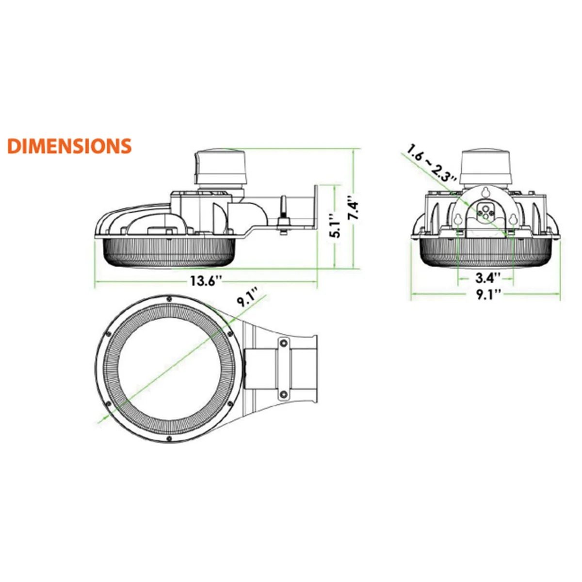 Area Barn Dusk to Dawn w/ Photocell, 40W or 60W, Silver or Bronze Finish - Image 4