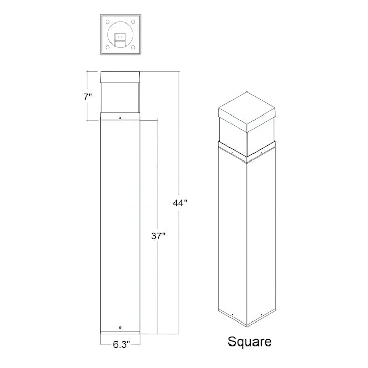 Bollard Square Flat Top, 2860 Lumen Max, Wattage and CCT Selectable, 120-277V, Bronze or Black Finish - Image 3