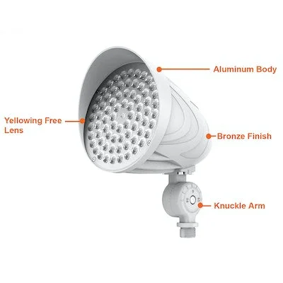 Trunnion Mounted MAGNA-Line LED Bullet Flood Light with Photocell, 3,125 Lumens, Wattage and CCT Selectable, 120-277V, Bronze or White Finish - Image 3