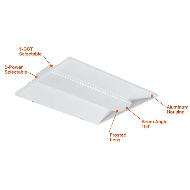 2x4 LED Center Basket Troffer: C-Line, 6250 Lumen Max, Wattage and CCT Selectable, 120-277V, Emergency Backup Option - Image 2