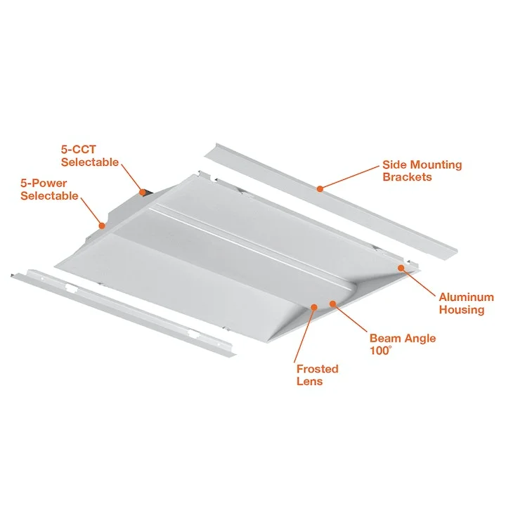 2x2 LED Center Basket Troffer: C-Line Retrofit Kit Model, 5000 Lumen Max, Wattage and CCT Selectable, 120-277V - Image 2