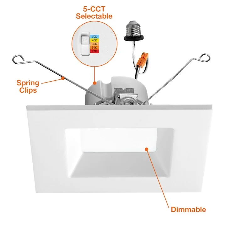 6" Square Retrofit Downlight, 14W, 1100 Lumens, 120V - Image 2
