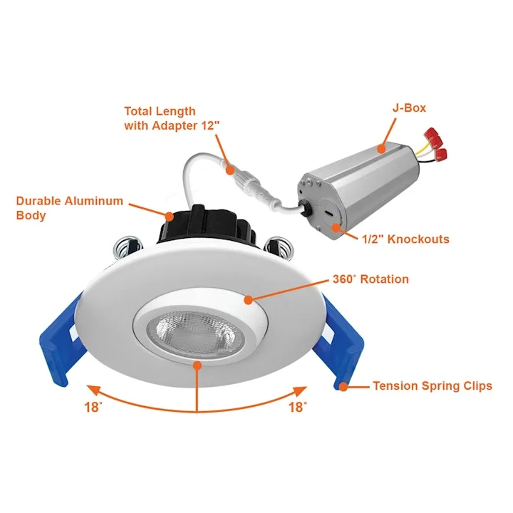 2" Gimbal Downlight: SnapTrim-Line, 350 Lumens, 5W, 2700K, 4000K, or 5000K, 120V - Image 2