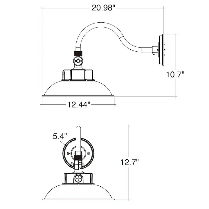 LED Gooseneck Barn Light, 6500 Lumen Max, Wattage and CCT Selectable, Integrated Photocell, 120-277V - Image 3