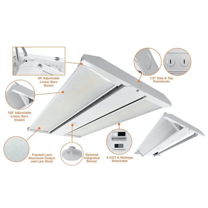 1FT LED Linear High Bay, 24750 Lumen Max, Wattage and CCT Selectable, 120-277V or 277-480V - Image 2