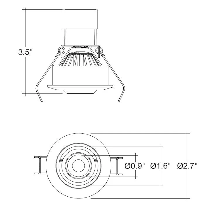1" LV Round Gimbal Downlight: Mini-Line, 6W, 3000K, 12V, White, Black or Bronze Finish - Image 3