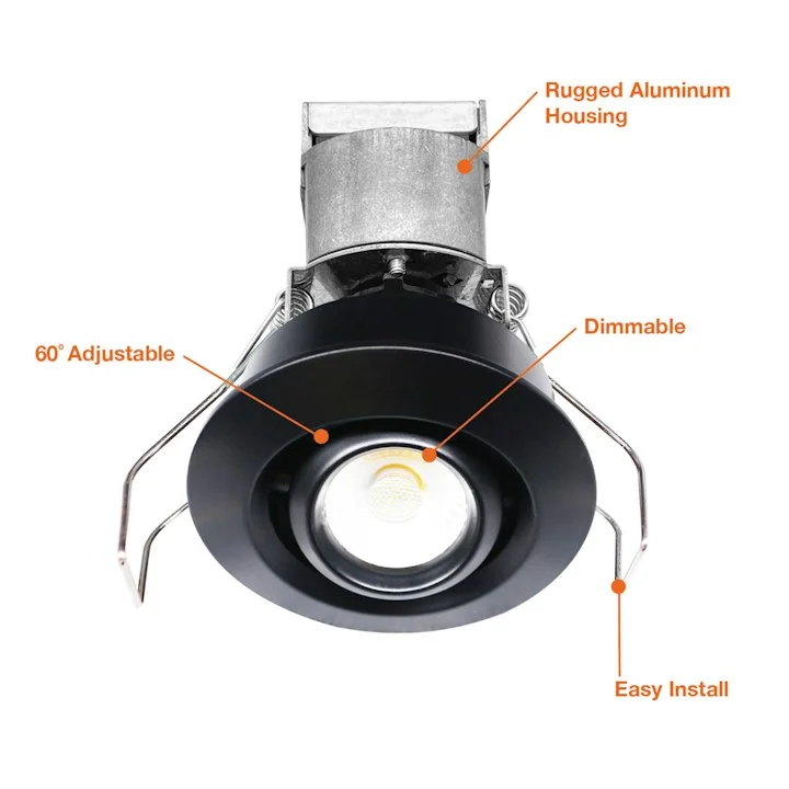 1" LV Round Gimbal Downlight: Mini-Line, 6W, 3000K, 12V, White, Black or Bronze Finish - Image 5