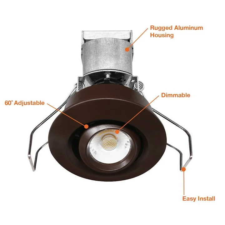 1" LV Round Gimbal Downlight: Mini-Line, 6W, 3000K, 12V, White, Black or Bronze Finish - Image 7