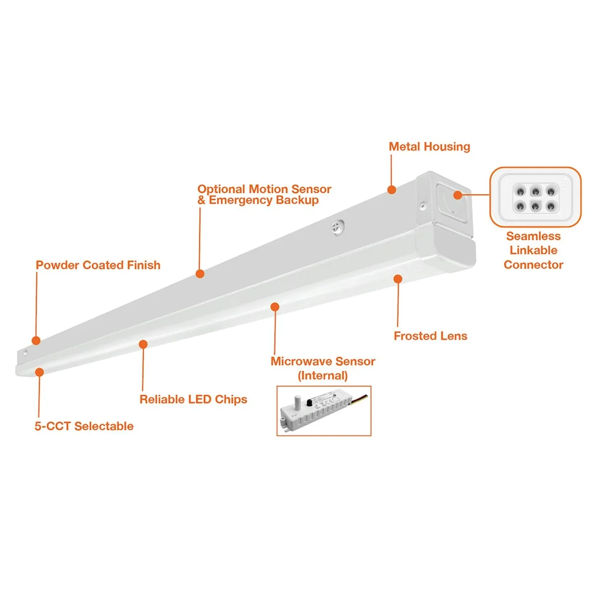 4FT Mini LED Strip Light, 6000 Lumen Max, Wattage and CCT Selectable, 120-277V - Image 2