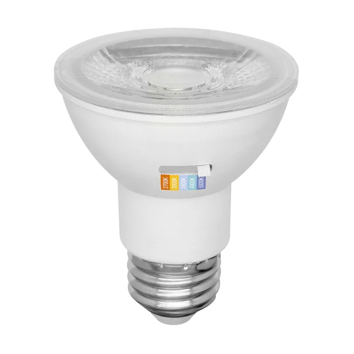 10PK PAR Series: 5-CCT LED Bulb, PAR20 50W Equivalent, 7W, 120V