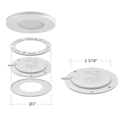 LED Undercabinet Puck Light, 300 Lumens, 3W, 2700K, 3000K, 4000K or 5000K, 12V - Image 3