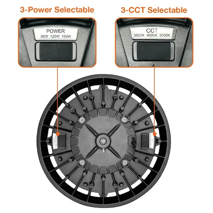 C-LINE: RHB3 UFO High Bays, 22500 Lumen Max, Wattage and CCT Selectable, 120-277V, Black or White Finish - Image 3