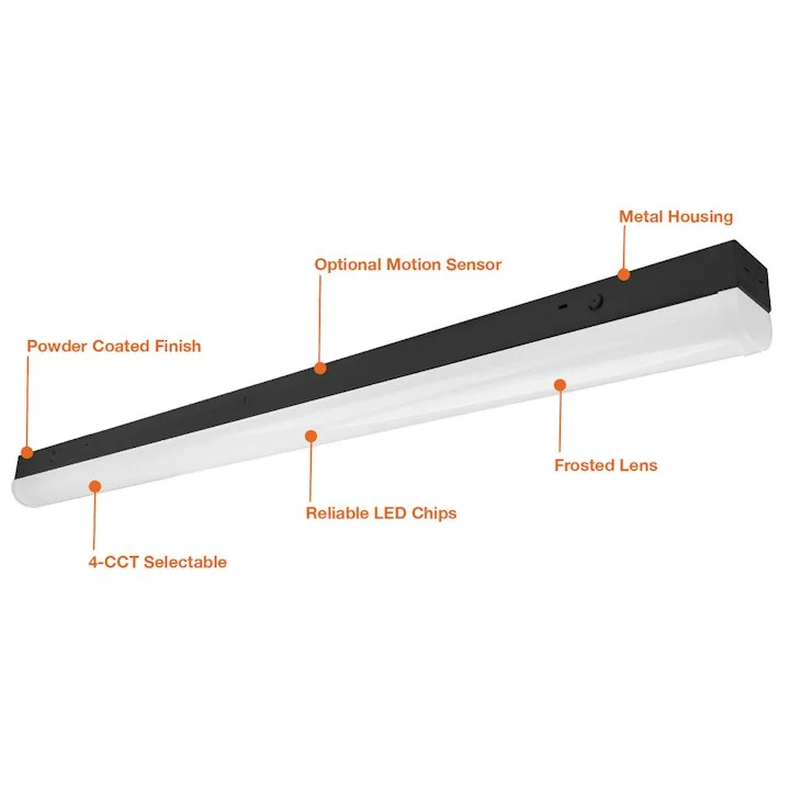 4FT Round Strip Light, 5200 Lumen Max, Wattage and CCT Selectable, Optional Emergency Backup, 120-277V, White or Black Finish - Image 4