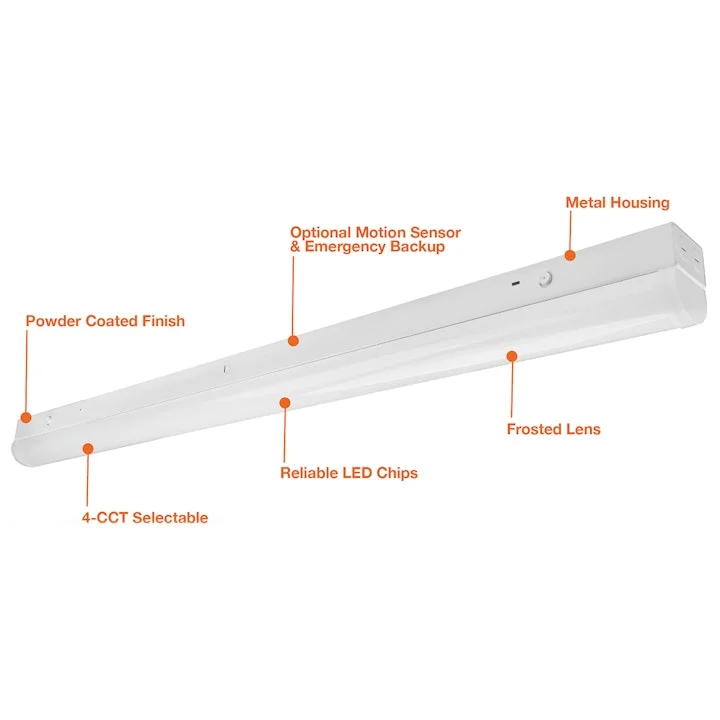 4FT Strip Light, 10400 Lumen Max, Wattage and CCT Selectable, Optional Emergency Back Up and Sensors, 120-277V - Image 2