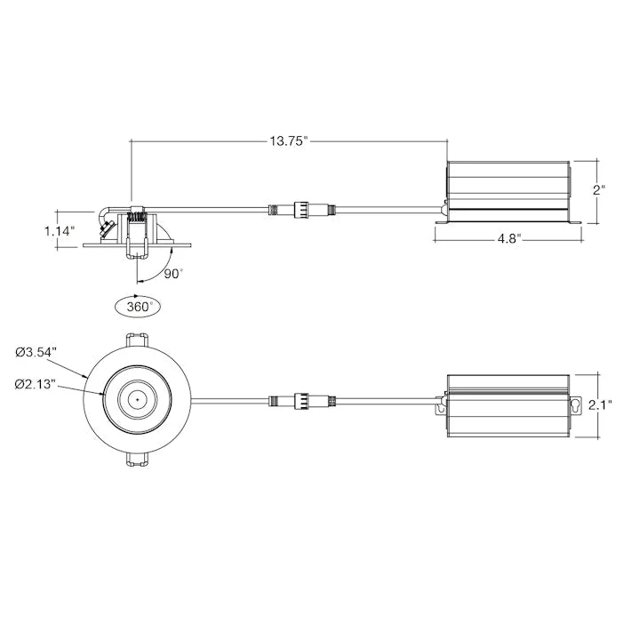 2" Floating Gimbal Canless Downlight, 400 Lumens, 5W, CCT Selectable, 120V - Image 4
