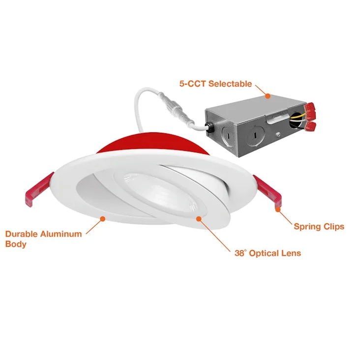 4" SnapTrim Floating Adjustable J-Box Fire Rated, 700 Lumens, 9W, CCT Selectable, 120V - Image 2