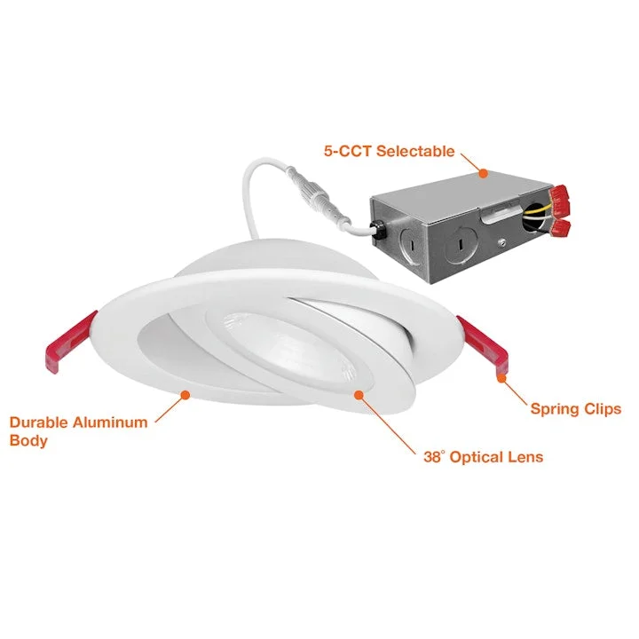 4" SnapTrim Floating Adjustable J-Box, 700 Lumens, 9W, CCT Selectable, 120V - Image 2