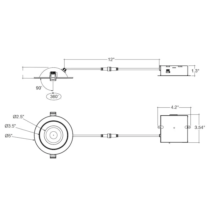 4" SnapTrim Floating Adjustable J-Box, 700 Lumens, 9W, CCT Selectable, 120V - Image 5