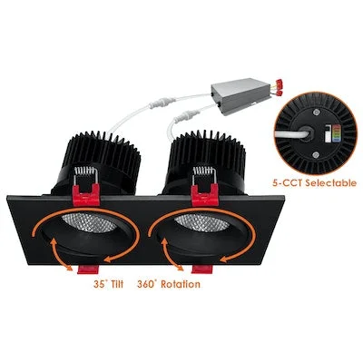 4in. Double Head Downlight, 2,000 Lumens, 30 watt, CCT Selectable 2700K/3000K/3500K/4000K/5000K, 120V, White or Black Finish - Image 3