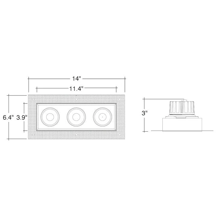 4" Multiple Trimless: Triple Head, 3000 Lumens, 45W, 120V - Image 3