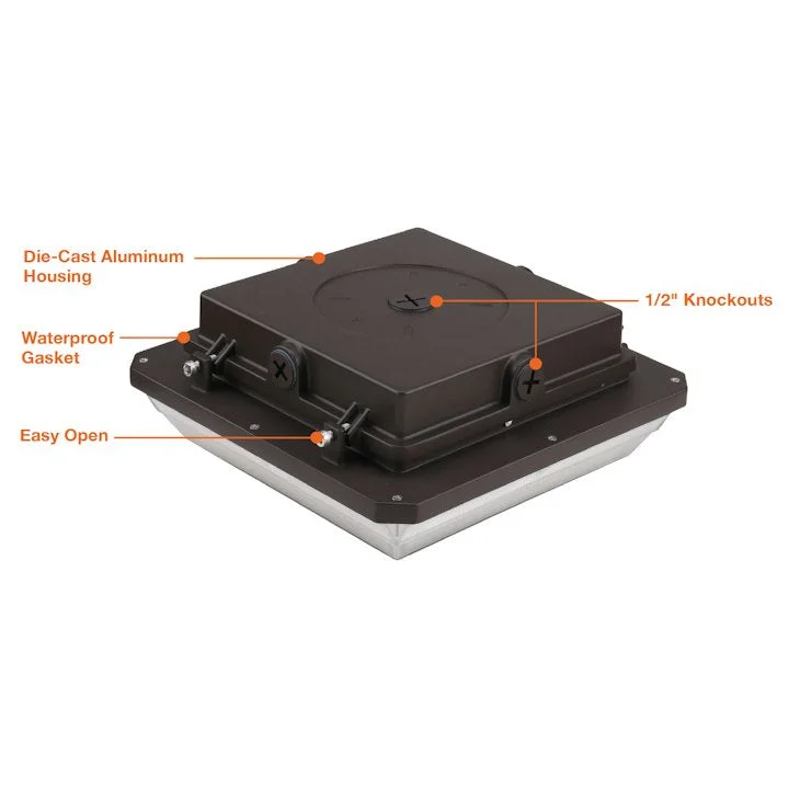 ARCY-Line: Square Canopy Fixture, 8400 Lumen Max, Wattage and CCT Selectable, 120-277V, Bronze or White Finish - Image 3