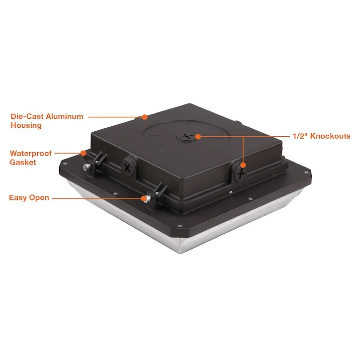 ARCY-Line: Square Canopy Fixture, 13050 Lumen Max, Wattage and CCT Selectable, 120-277V, Bronze or White Finish - Image 3