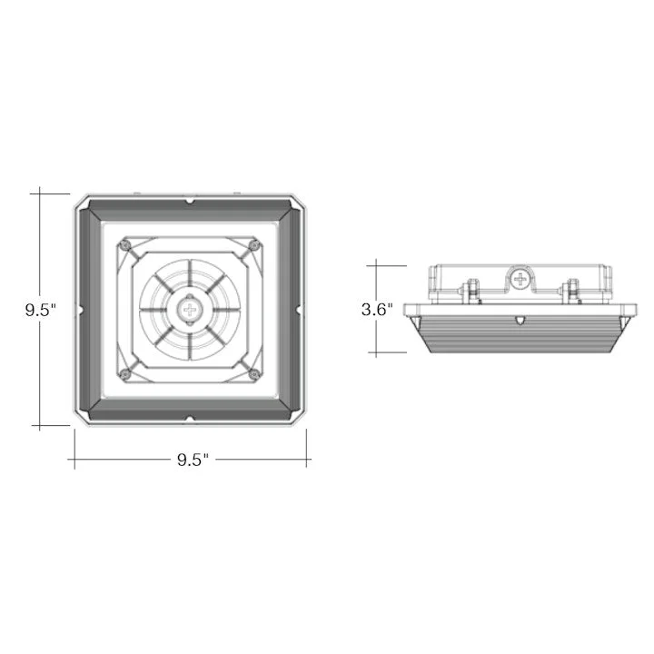 ARCY-Line: Square Canopy Fixture, 13050 Lumen Max, Wattage and CCT Selectable, 120-277V, Bronze or White Finish - Image 4