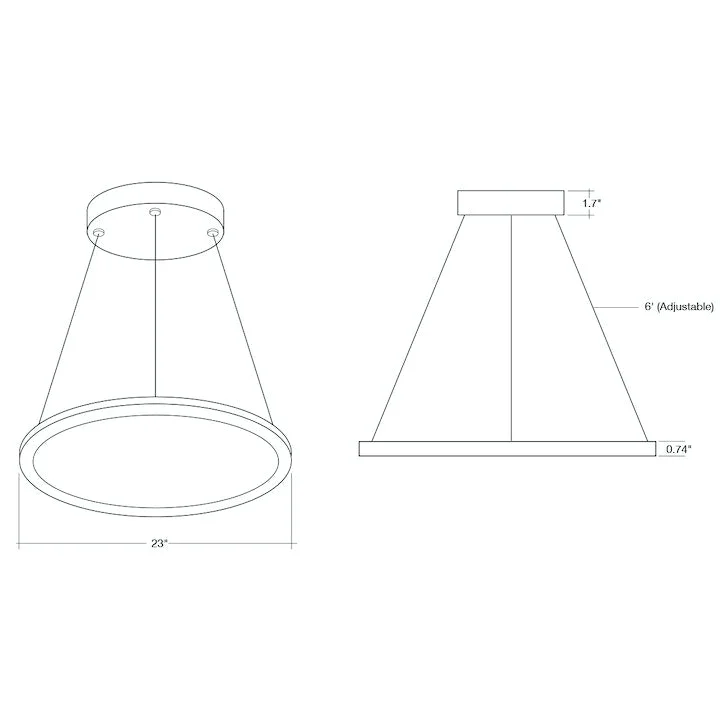 LED 23" Round Pendant Up/Down Light, 2500 Lumens, CCT Selectable, 50W, 100-277V, White or Black Finish - Image 4