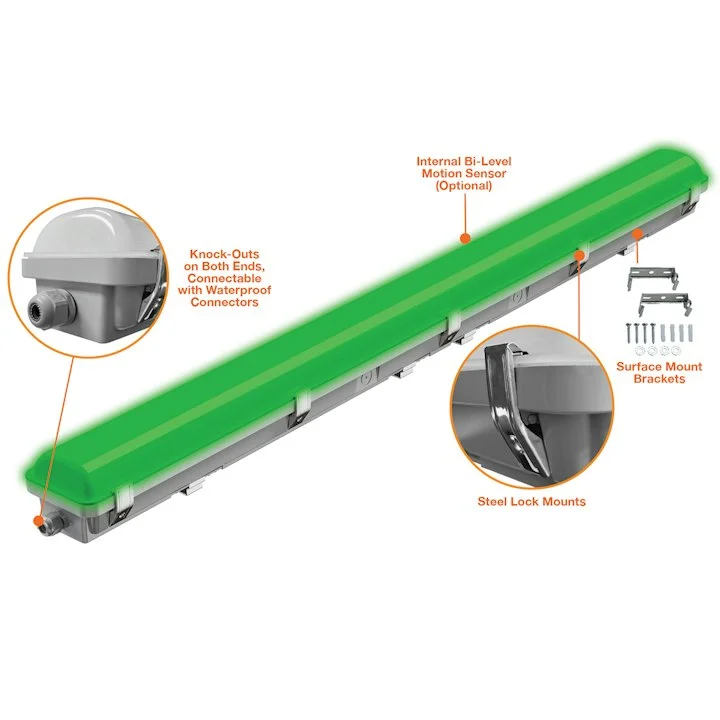 4ft Vapor Tight High Output, 4200 Lumens, 80W, Green Horticultural Light - Image 2