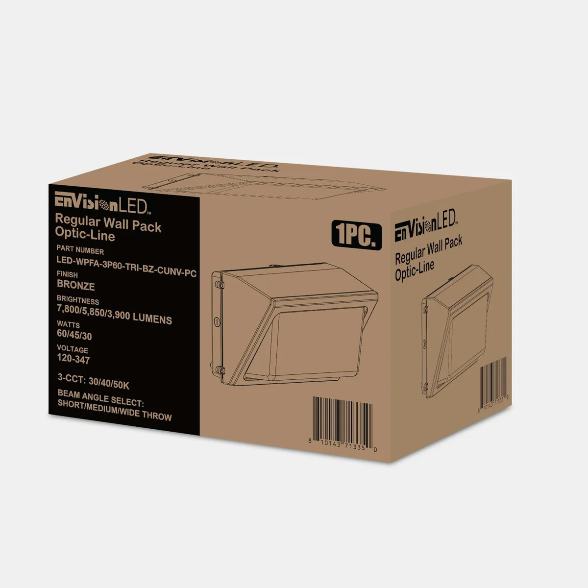 LED Wall Pack, 8,700 Lumen Max, Wattage, CCT and Optic Selectable, Integrated Photocell, 120-347V, Bronze, Black or White Finish - Image 8
