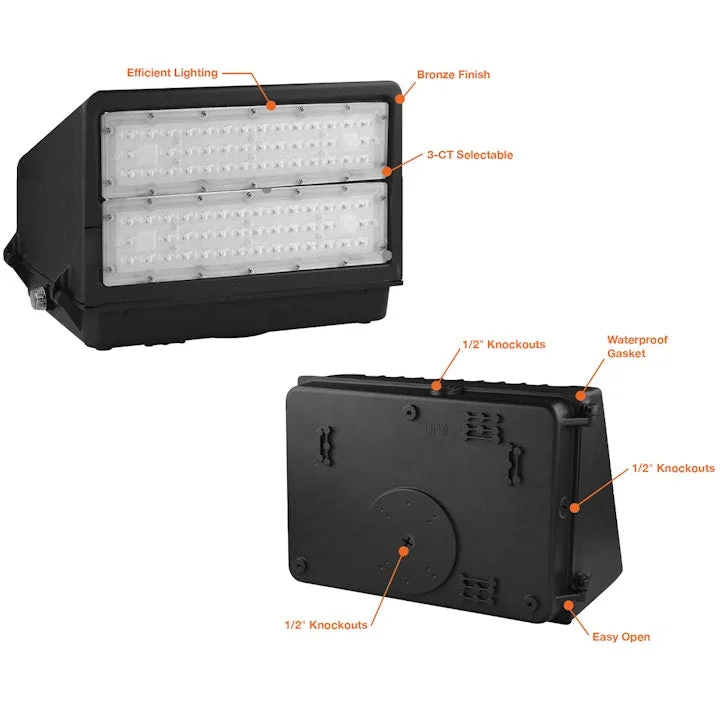 Wall Pack: FC-Line, 21,750 Lumen Max, Wattage and CCT Selectable, 120-277V, Black or White Finish - Image 2