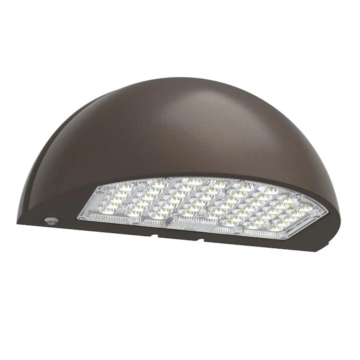 LED Semi-Circle Wall Pack, 10800 Lumen Max, CCT and Wattage Selectable, Integrated Photocell, 120-277V, Bronze, Black or White Finish
