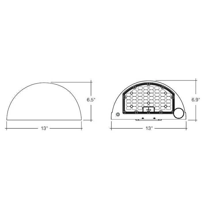 LED Semi-Circle Wall Pack, 10800 Lumen Max, CCT and Wattage Selectable, Integrated Photocell, 120-277V, Bronze, Black or White Finish - Image 3
