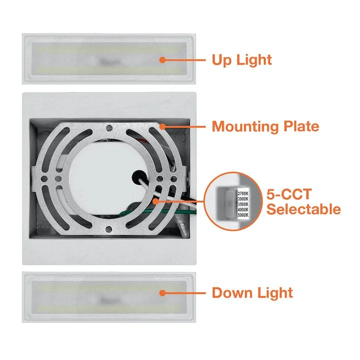 Modern Square Sconce Light, 1000 Lumens, CCT Selectable, 120V, White or Black Finish - Image 2