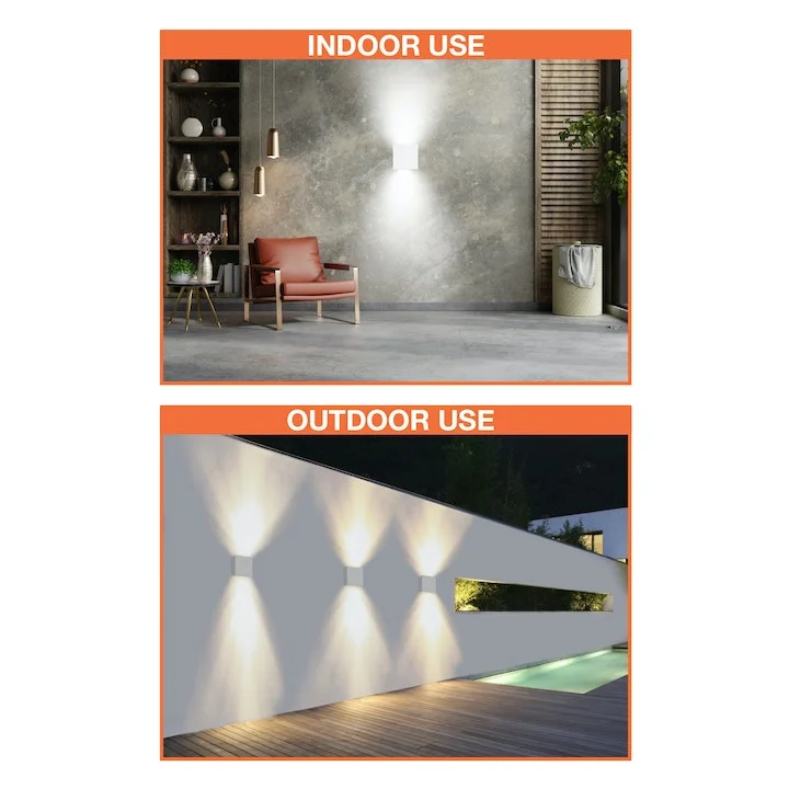 Modern Square Sconce Light, 1000 Lumens, CCT Selectable, 120V, White or Black Finish - Image 3