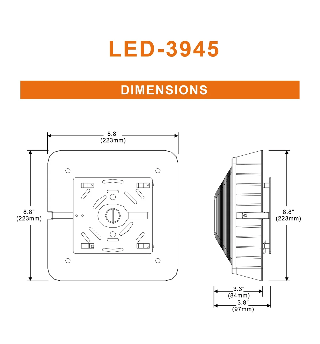 LED Mini Canopy Light, 5451 Lumen Max, Wattage & CCT Selectable, 120-277V - Image 3