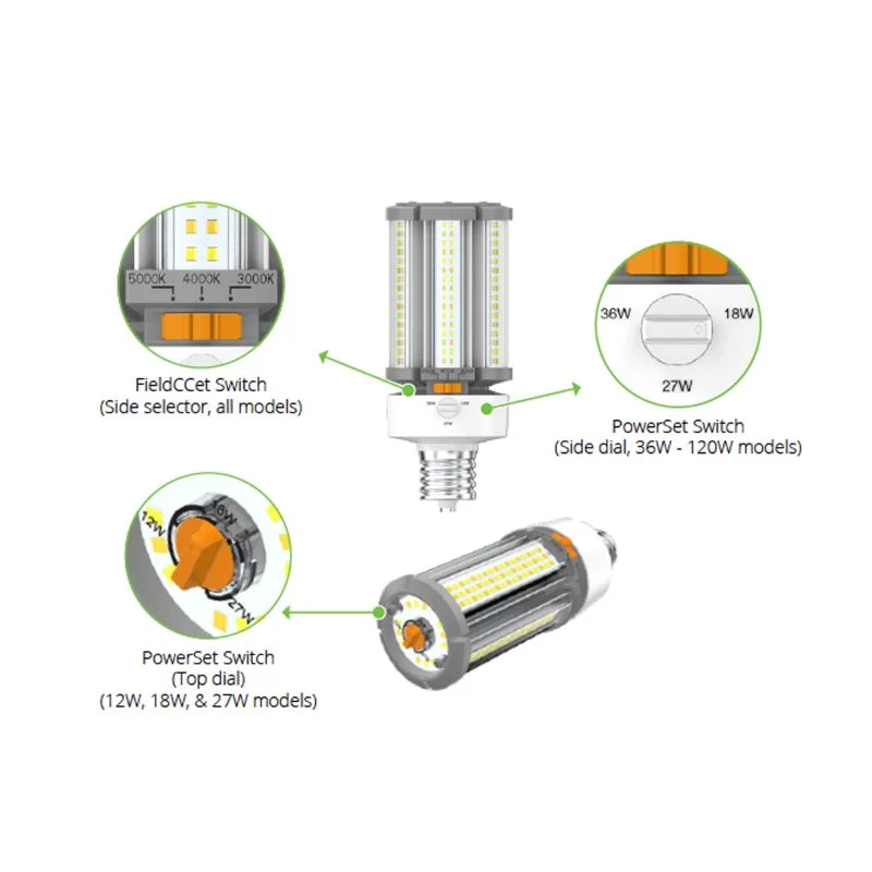 LED HID Corn Cob 45/36/27W 6525LM 80CRI 30/40/50K 100-277V E26 - Image 3