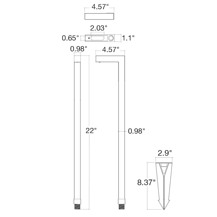 22" Path Light: L-Shape, 12V, Oil Rubbed Bronze or Matte Black - Image 6