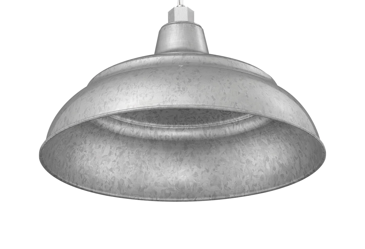 Millennium Lighting 14" RLM Warehouse Shade With Selected Goose Neck Mount and Wire Guard, Galvanized Finish - Image 3
