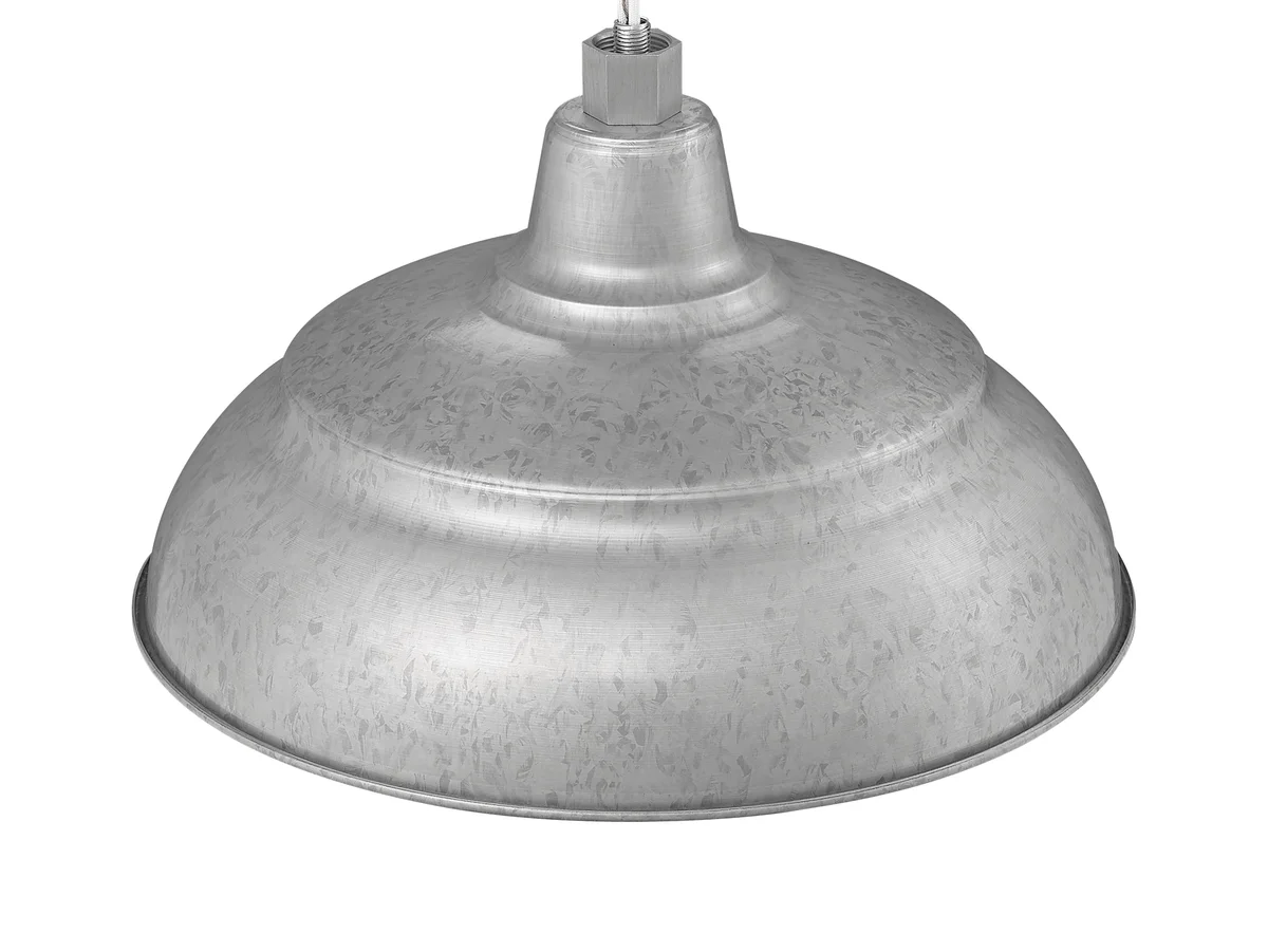 Millennium Lighting 14" RLM Warehouse Shade With Selected Goose Neck Mount and Wire Guard, Galvanized Finish - Image 4