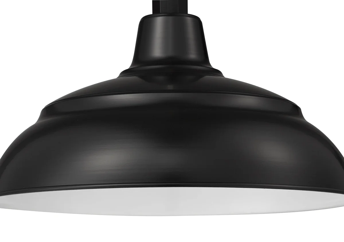 Millennium Lighting 14" RLM Warehouse Shade With Selected Goose Neck Mount and Wire Guard, Satin Black Finish - Image 5