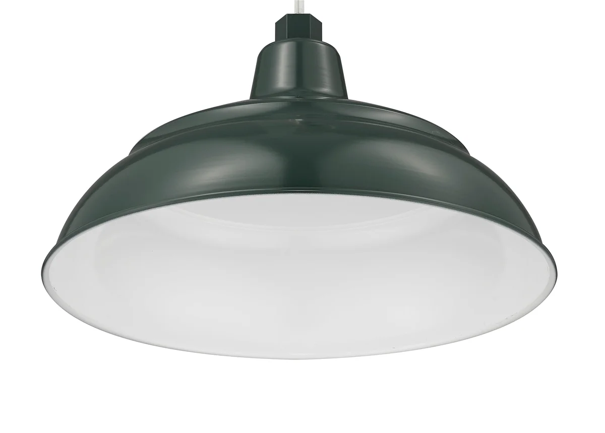 Millennium Lighting 14" RLM Warehouse Shade With Selected Goose Neck Mount and Wire Guard, Satin Green Finish - Image 3