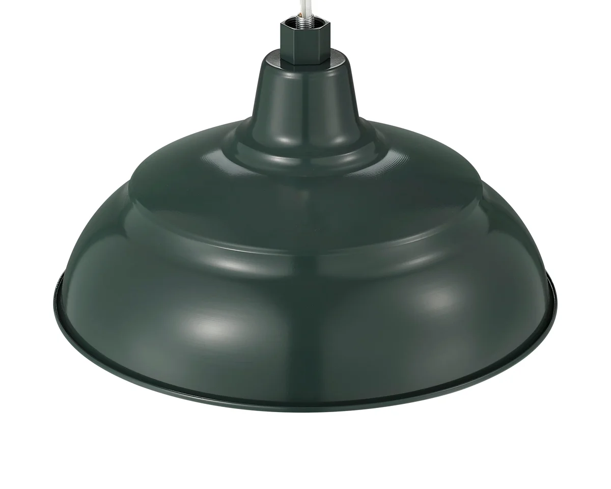 Millennium Lighting 14" RLM Warehouse Shade With Selected Goose Neck Mount and Wire Guard, Satin Green Finish - Image 4