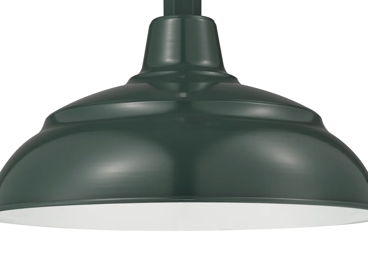 Millennium Lighting 14" RLM Warehouse Shade With Selected Goose Neck Mount and Wire Guard, Satin Green Finish - Image 5
