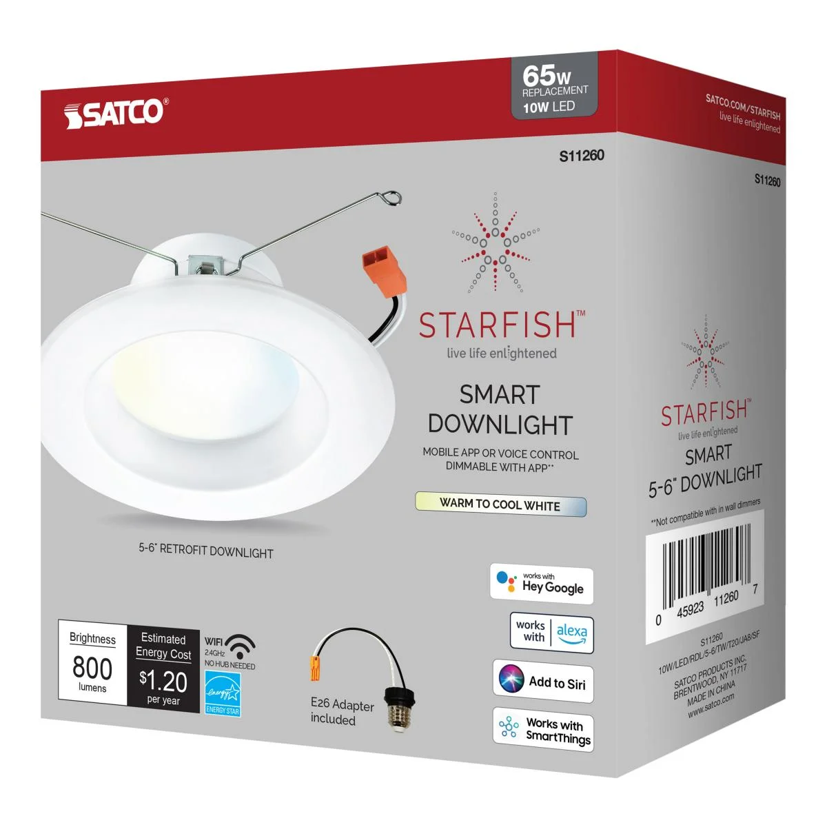 5-6 Inch LED Recessed Downlight, 10W, 800 Lumens, Tunable White, Starfish IOT, 120V - Image 10