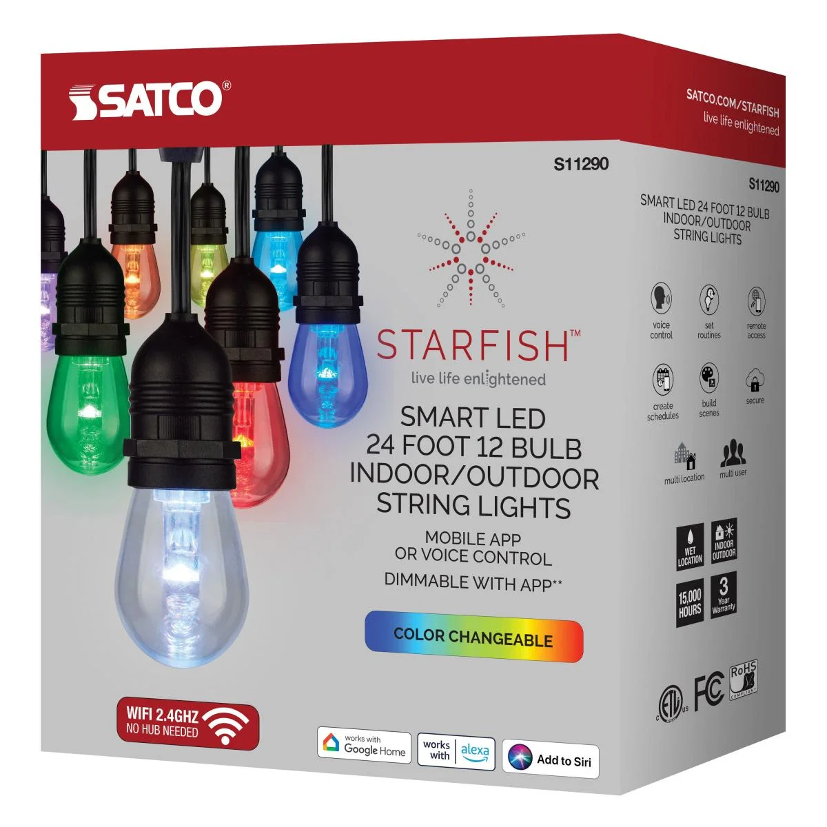 24Ft; 12-S14 Lamp; LED String Light; Starfish IOT; RGBW - Image 11